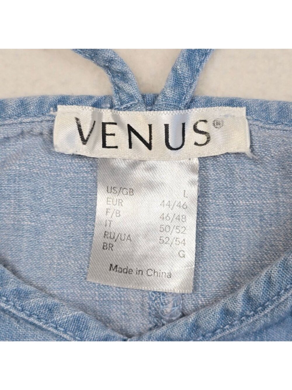 Venus Large Sleeveless Denim Mini Dress Blue Casual Pockets Strappy Back - Picture 3 of 5